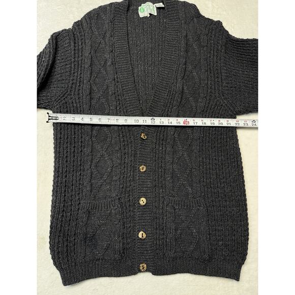 Standún Aran Heritage Knit Charcoal Wool Cardigan Men SZ 50 Vintage Ireland - Picture 8 of 12